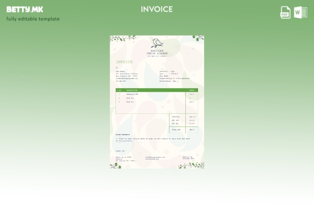 Шаблон за бесплатна фактура за градинка во модерен стил